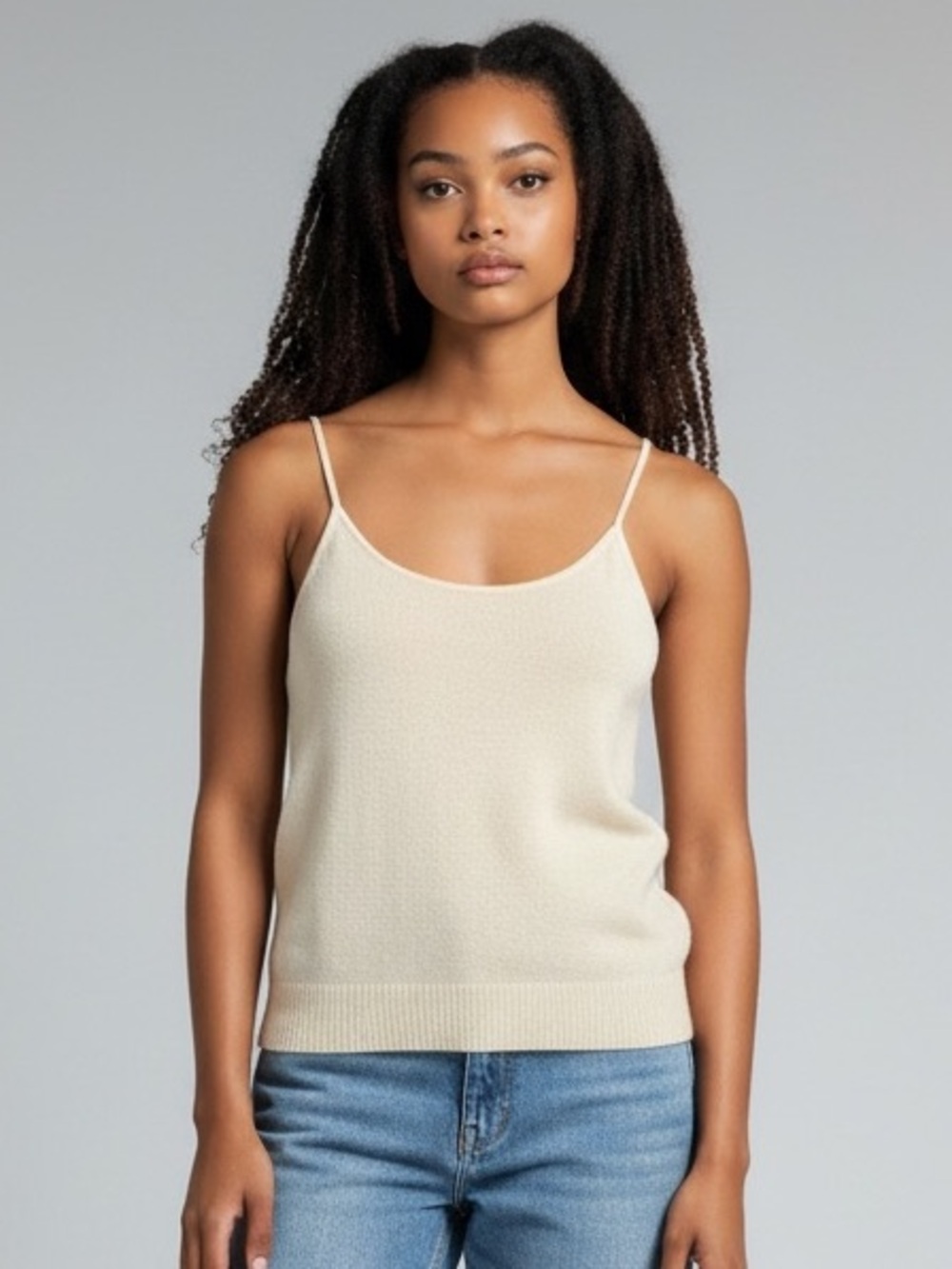 Banana Republic 100% Cashmere Cream Knit Camisole Tank Top